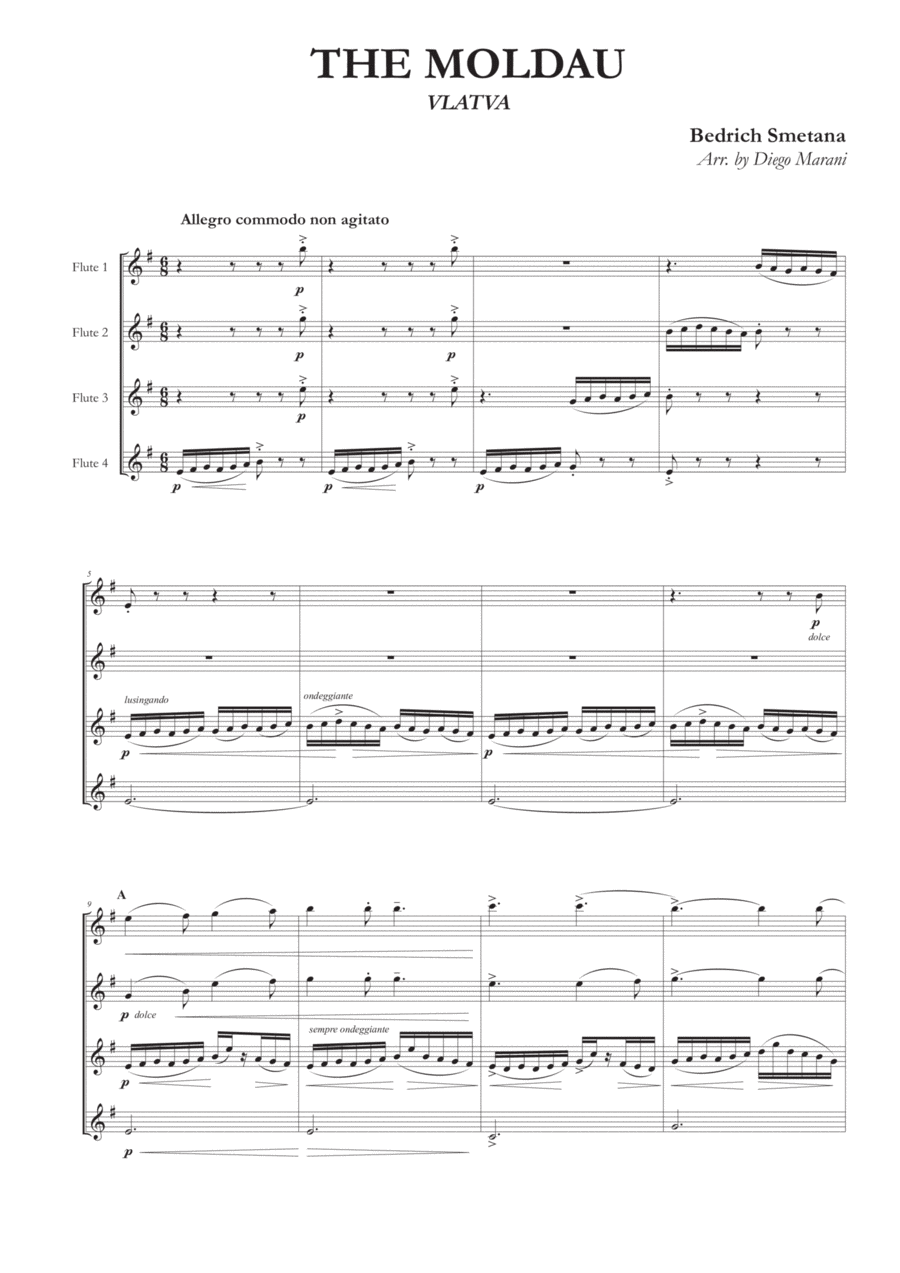 The Moldau for Flute Quartet Flute Quartet scores gallery preview page 1