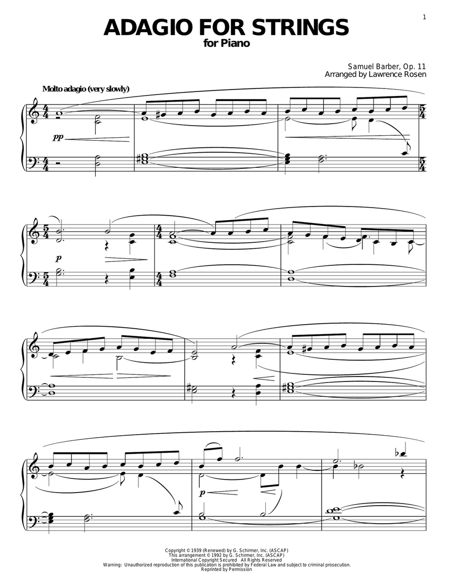 Adagio For Strings String Orchestra scores gallery preview page 1