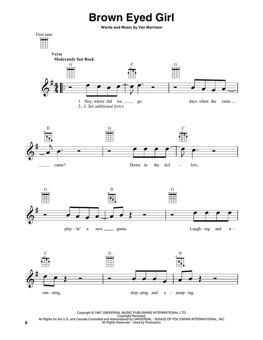 Brown Eyed Girl Banjo scores gallery preview page 1