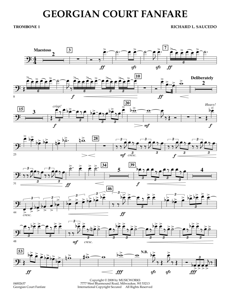 Georgian Court Fanfare - Trombone 1 Trombone scores gallery preview page 1