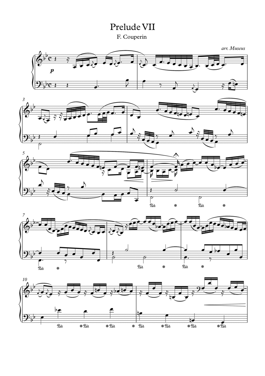 Prelude VII by F. Couperin Piano Solo scores gallery preview page 1