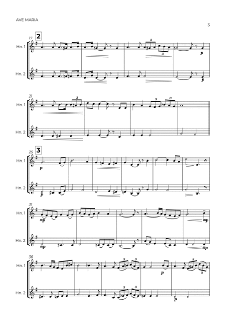AVE MARIA - SCHUBERT - HORN DUET AVE MARIA - SCHUBERT - HORN DUET Brass Duet scores gallery preview page 3