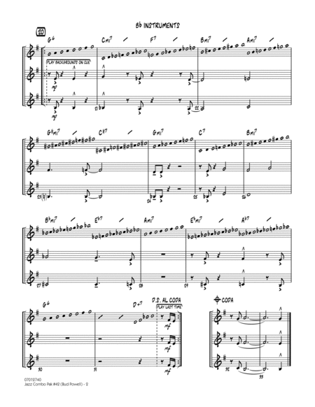 Jazz Combo Pak #42 (Bud Powell) - Bb Instruments