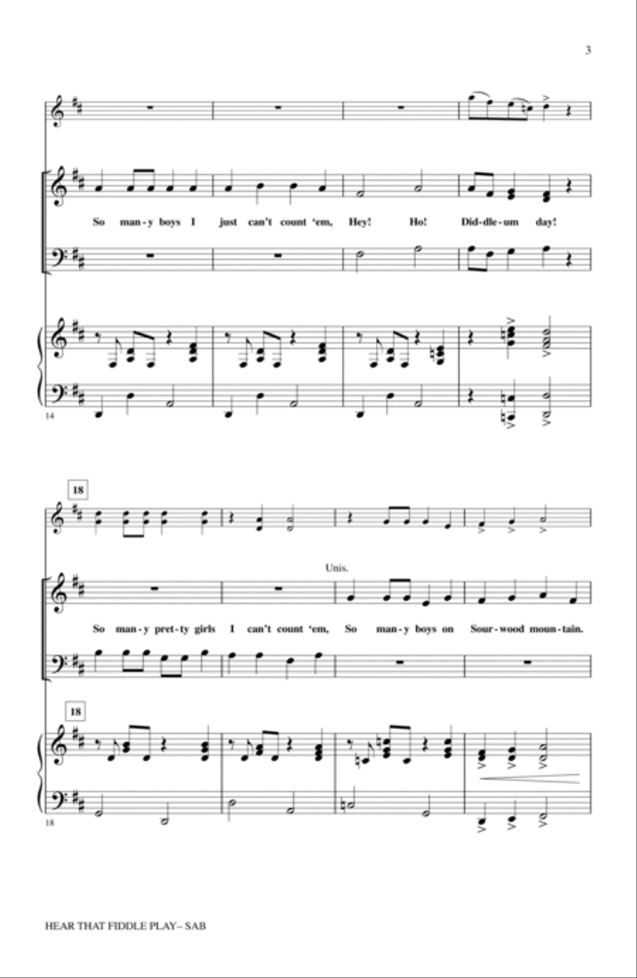 Hear That Fiddle Play (A Medley of American Folk Songs) 3-Part scores gallery preview page 2