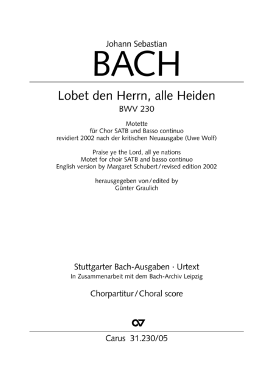 Praise ye the Lord, all ye nations (Lobet den Herrn, alle Heiden) 4-Part scores gallery preview page 2