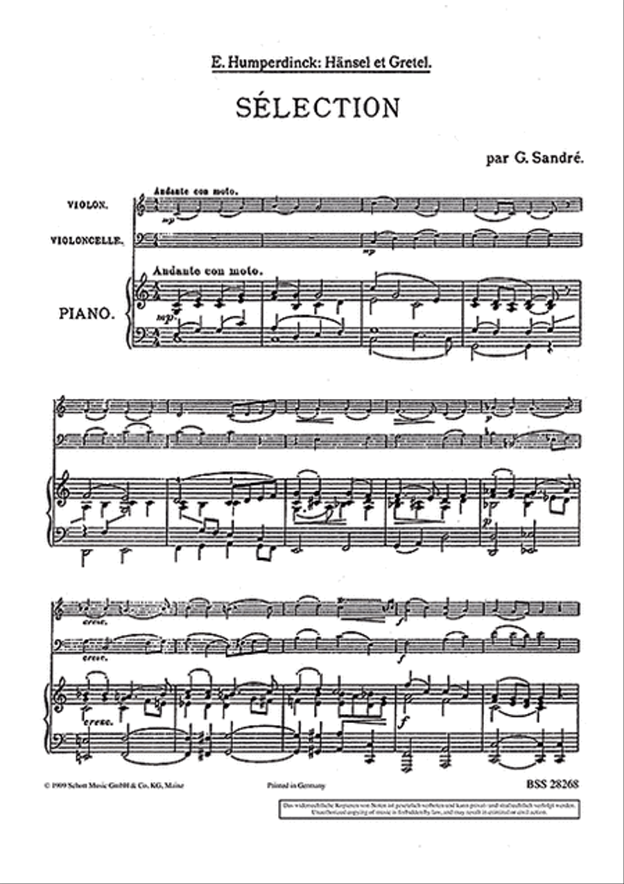 Humperdinck E Trio (selection)haensel+gr(ep) Piano Trio scores gallery preview page 1
