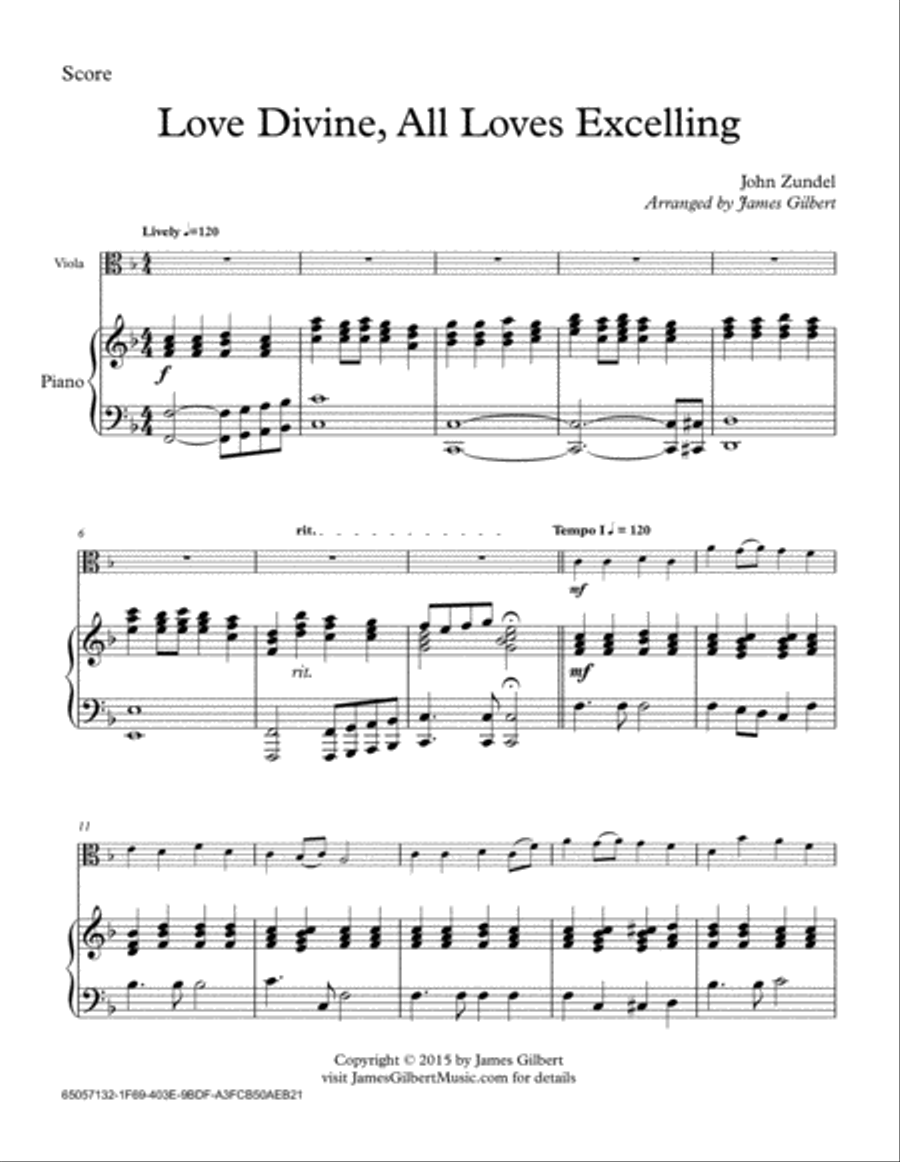 Love Divine, All Loves Excelling Viola scores gallery preview page 1