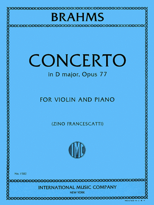 Concerto in D major, Op. 77 (With Cadenzas by JOACHIM and AUER)