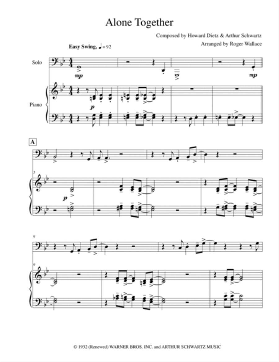 Alone Together Double Bass scores gallery preview page 3