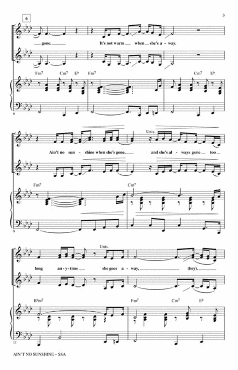 Ain't No Sunshine SSA scores gallery preview page 3