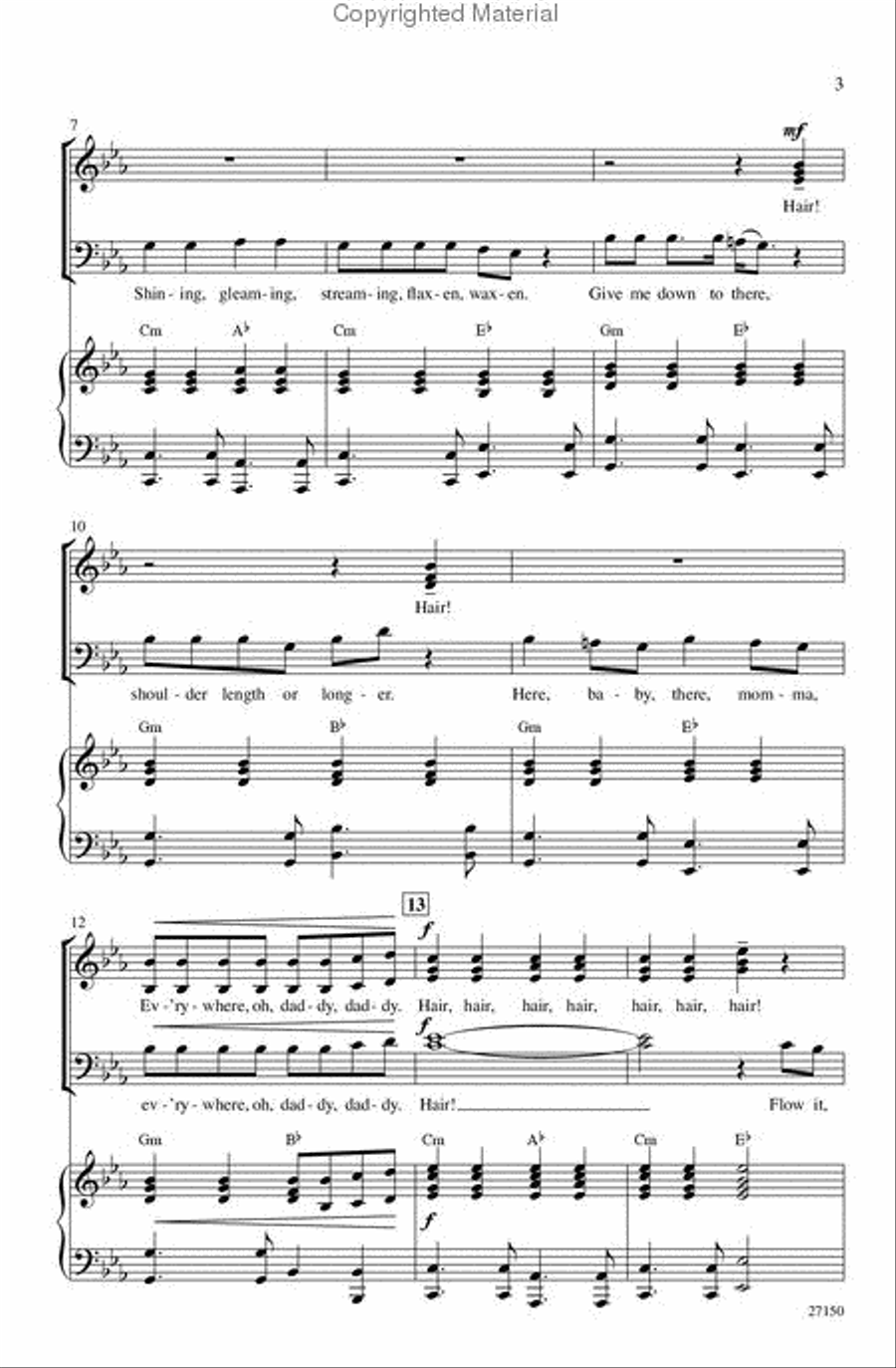 Hair (from Hair) 4-Part scores gallery preview page 3