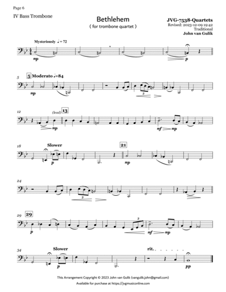 Trombone Quartets For Christmas Vol 1 - Part 4 - Bass Clef