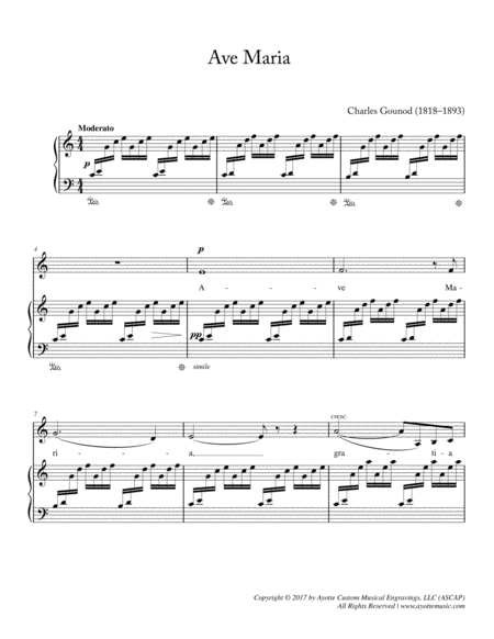 Gounod Ave Maria for Low Voice in C Major