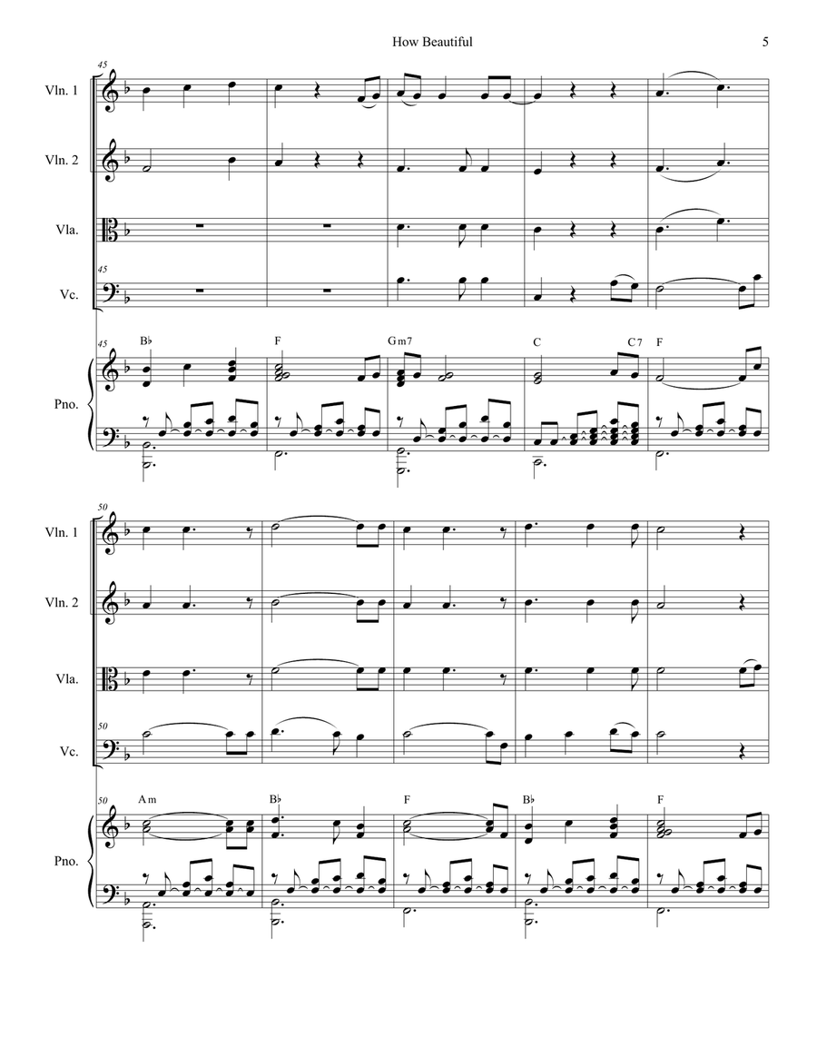 How Beautiful How Beautiful String Quartet scores gallery preview page 5