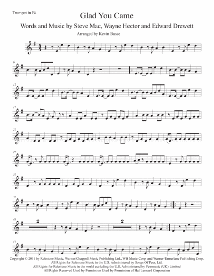Glad You Came Glad You Came Trumpet Solo scores gallery preview page 1