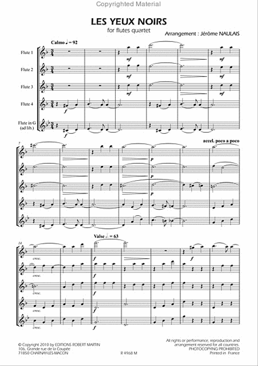 Les Yeux noirs, pour flûte Flute scores gallery preview page 2