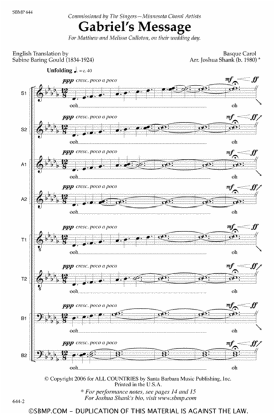 Gabriel's Message - SATB Octavo image number null