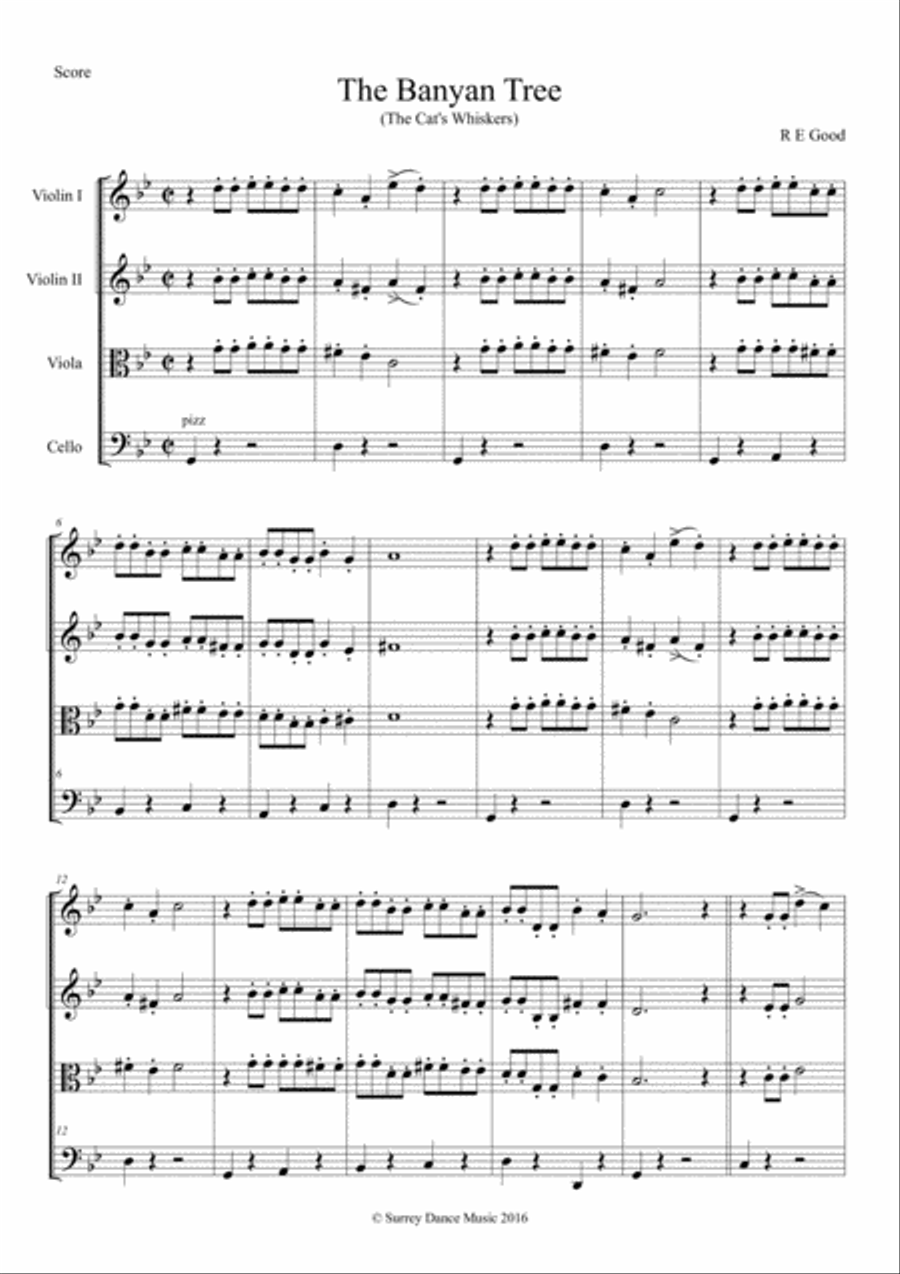 The Banyan Tree (The Cat's Whiskers) String Quartet scores gallery preview page 1