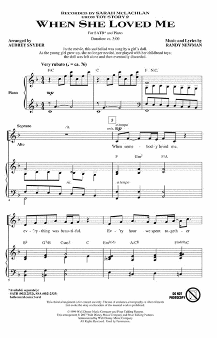 When She Loved Me (from Toy Story 2) 4-Part scores gallery preview page 2