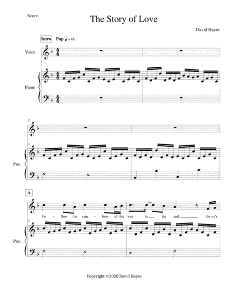 The Story of Love, a David Hayes Wedding Song Voice Solo scores gallery preview page 1