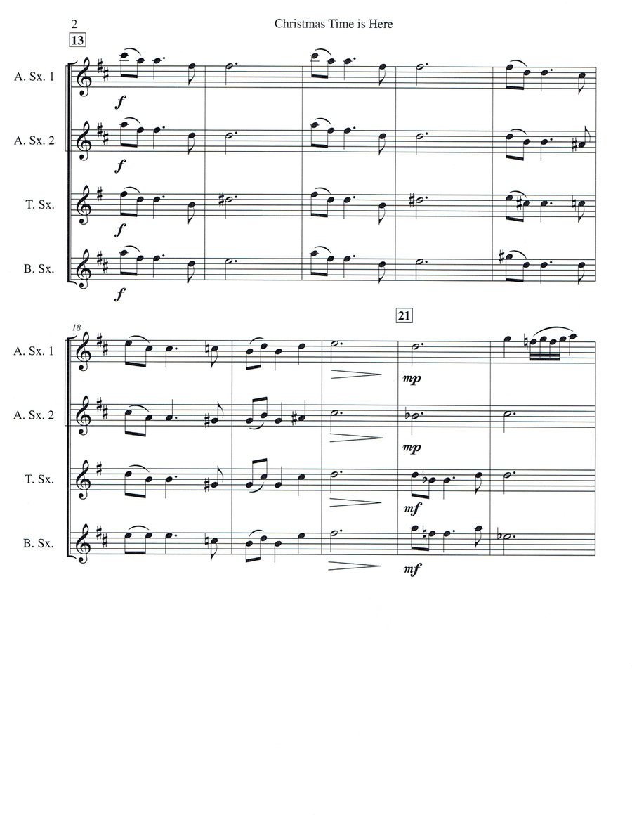 Christmas Time Is Here Christmas Time Is Here Saxophone Quartet scores gallery preview page 2