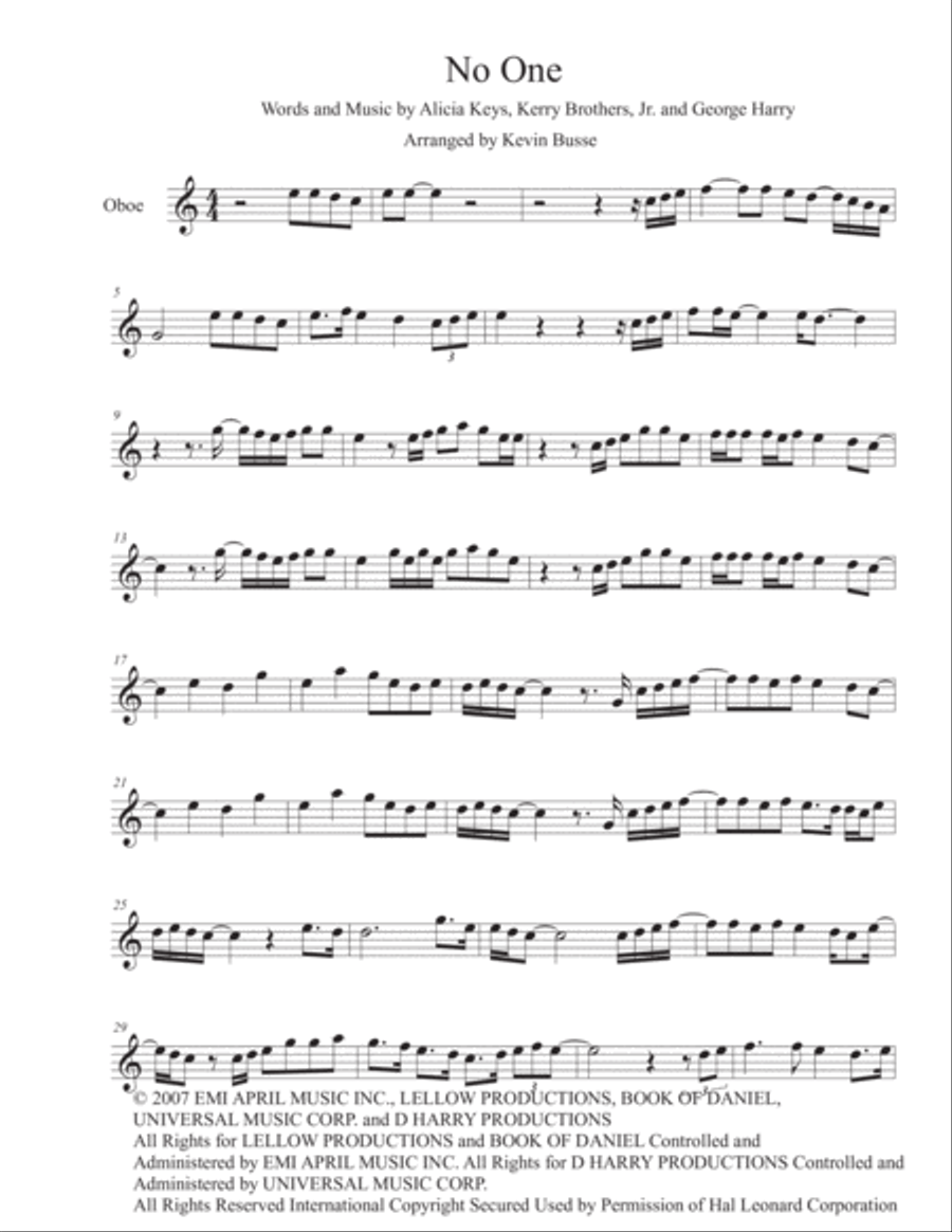 No One No One Oboe Solo scores gallery preview page 1