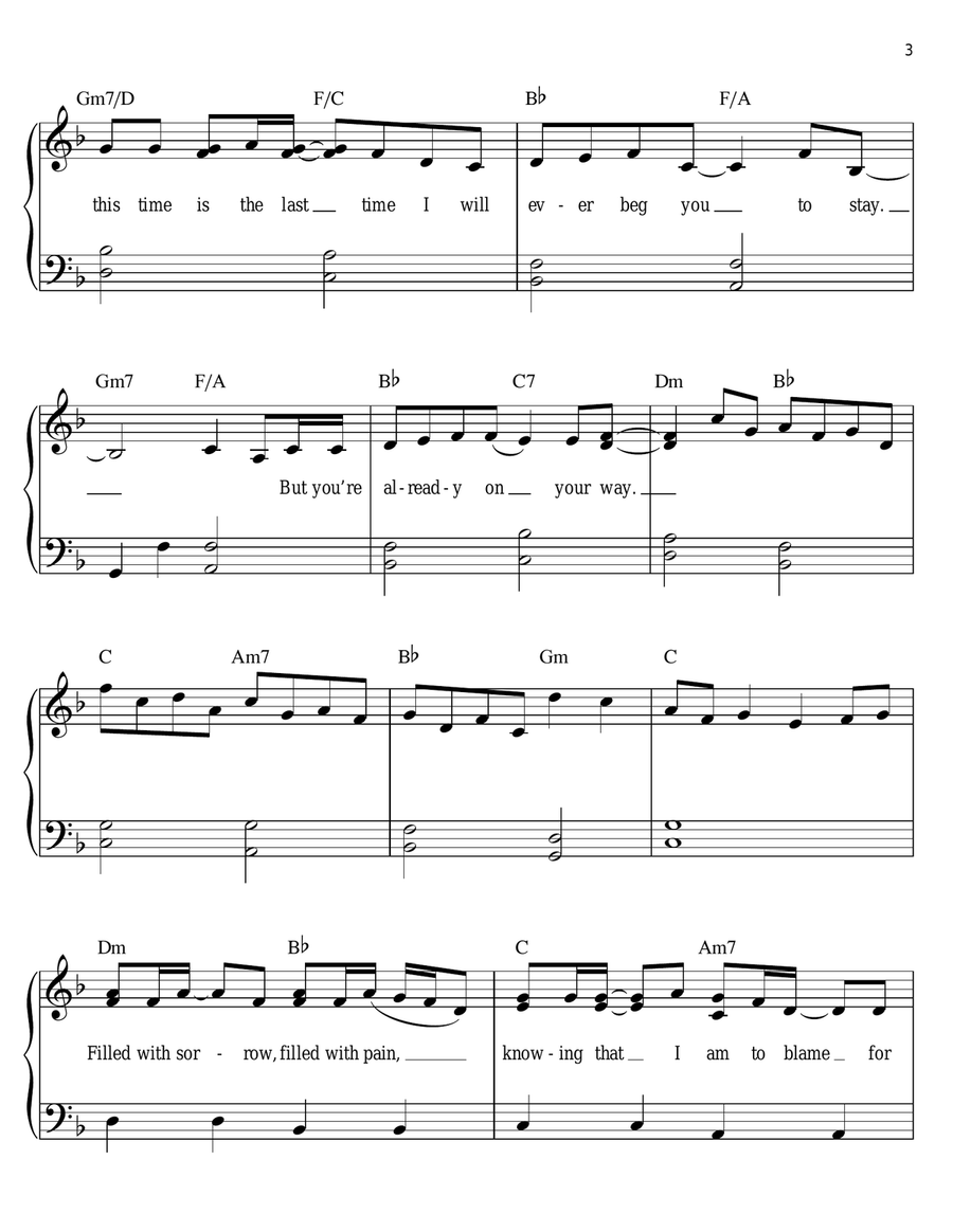 Sorry Easy Piano scores gallery preview page 3