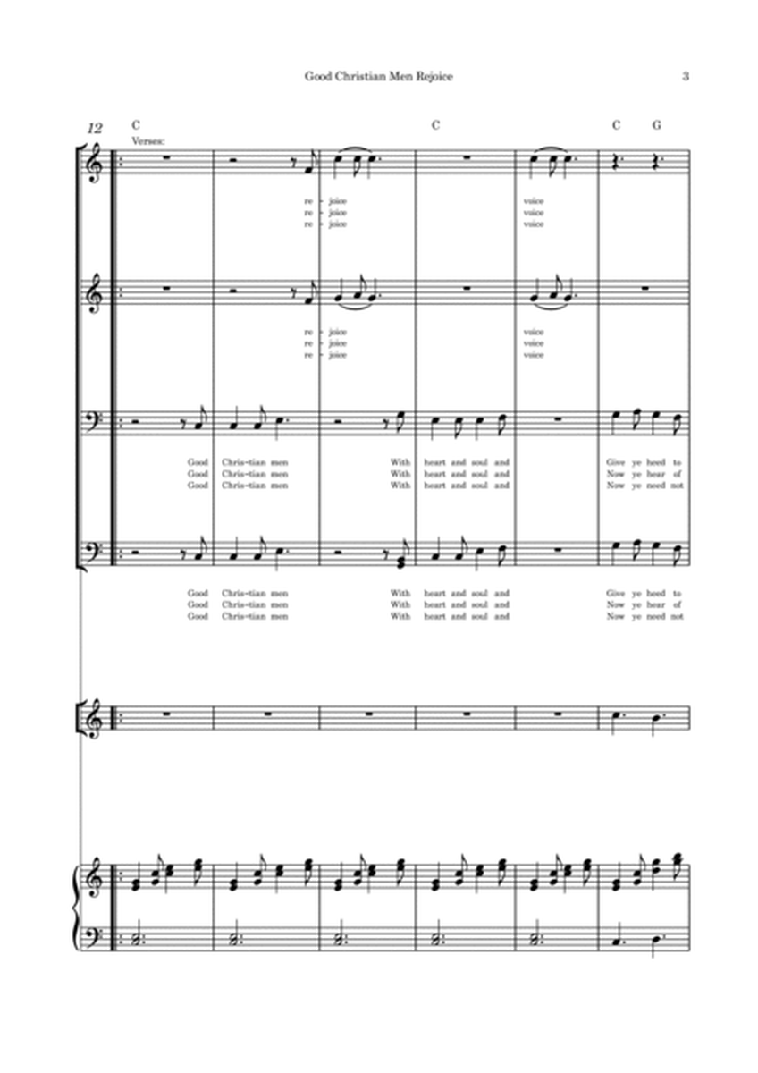Good Christian Men Rejoice - SATB, Flute/violin/cello and piano with parts image number null