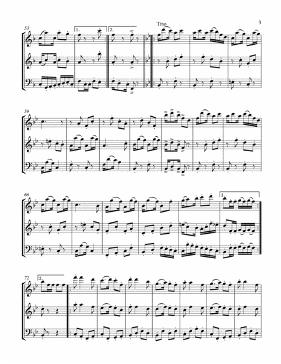 Alabama Dream (Cakewalk), by George D. Bernard (1899), arranged for 2 Flutes & Bassoon Woodwind Trio scores gallery preview page 3