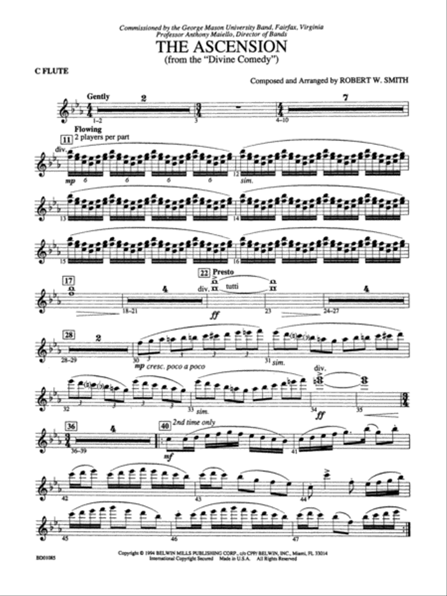 The Ascension (from The Divine Comedy): Flute Concert Band scores gallery preview page 1