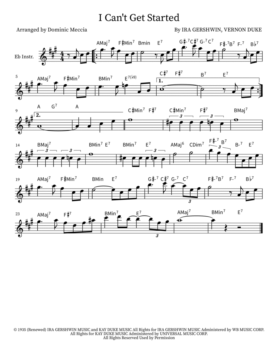 I Can't Get Started Alto Saxophone scores gallery preview page 1
