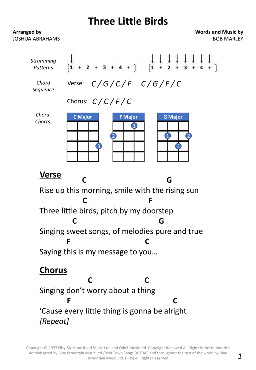 Three Little Birds Ukulele scores gallery preview page 1