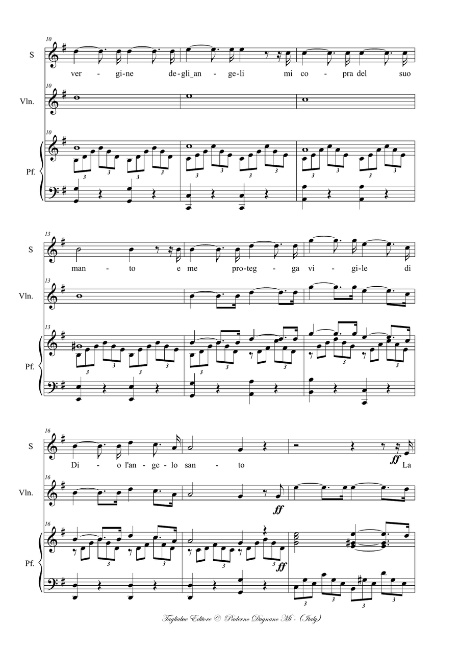 LA VERGINE DEGLI ANGELI - G.Verdi - Arr. for Soprano, Violin and Piano Small Ensemble scores gallery preview page 2