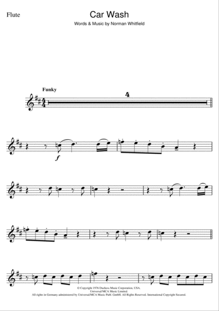 Car Wash Car Wash Flute Solo scores gallery preview page 1