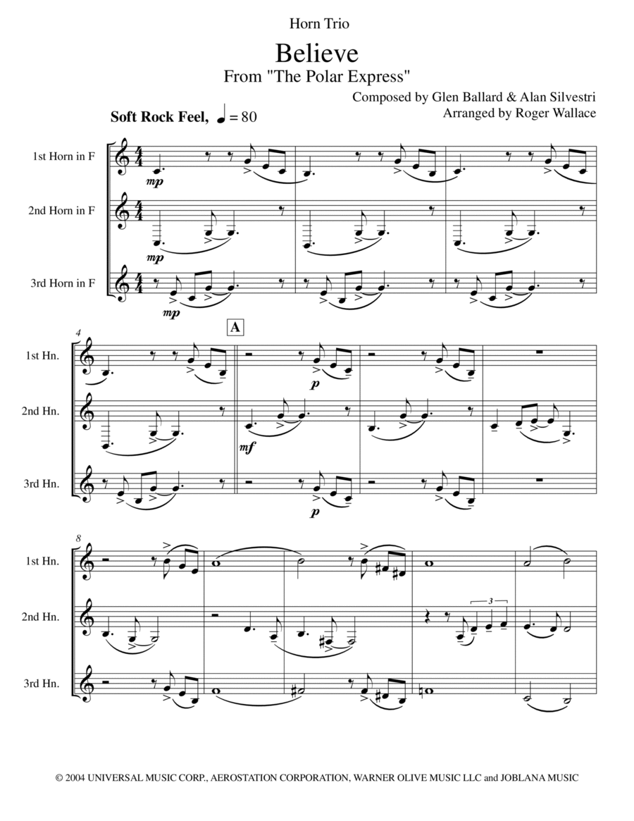The Polar Express Brass Trio scores gallery preview page 1