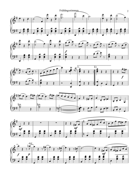Frühlingsstimmen / Voices of Spring for piano solo (C Major) image number null