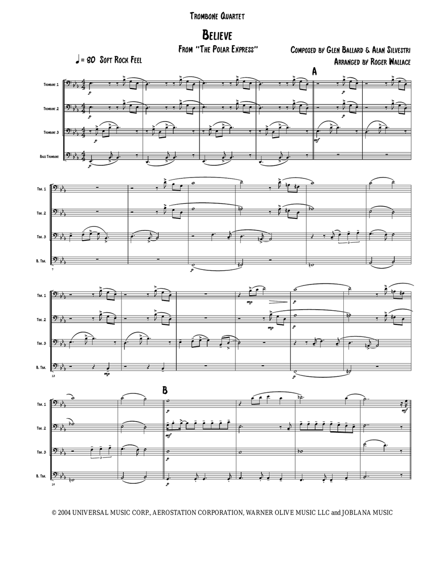 Believe Brass Quartet scores gallery preview page 1