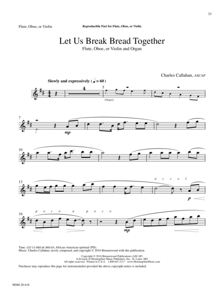Let Us Break Bread Together (Downloadable)