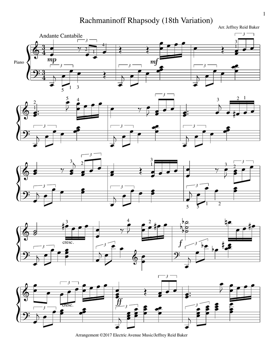 Variation 18 from Rachmaninoff's Rhapsody On A Theme Of Paganini Piano Solo scores gallery preview page 2