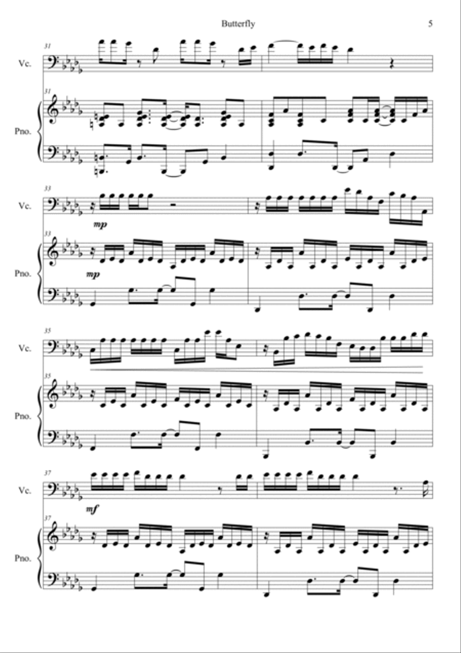 Butterfly Piano scores gallery preview page 5