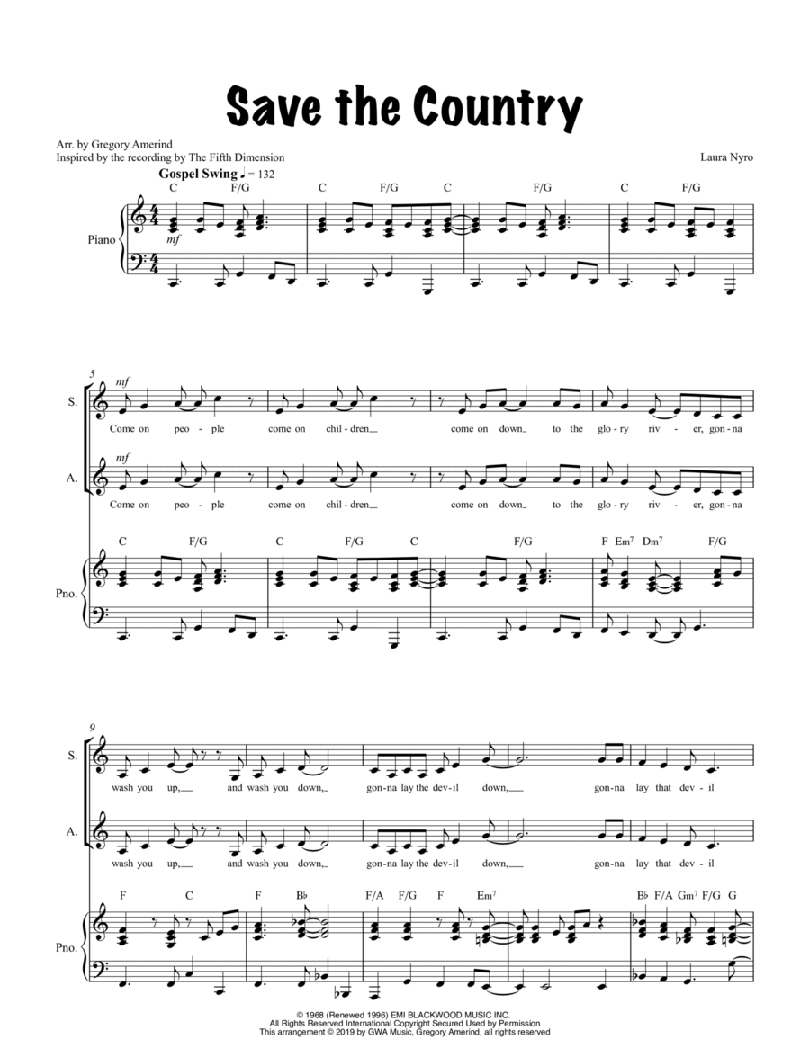 Save The Country Save The Country 4-Part scores gallery preview page 1