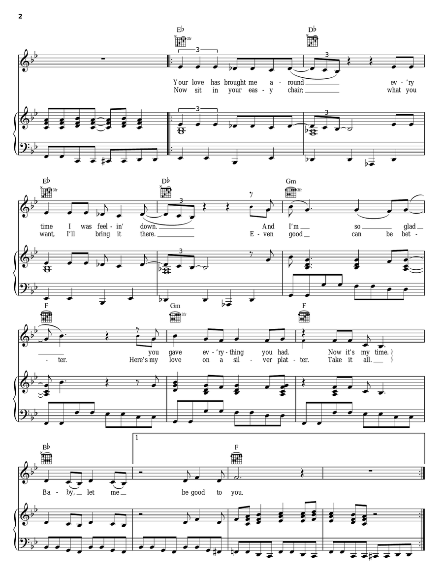 Let Me Be Good To You Piano, Vocal, Guitar scores gallery preview page 2