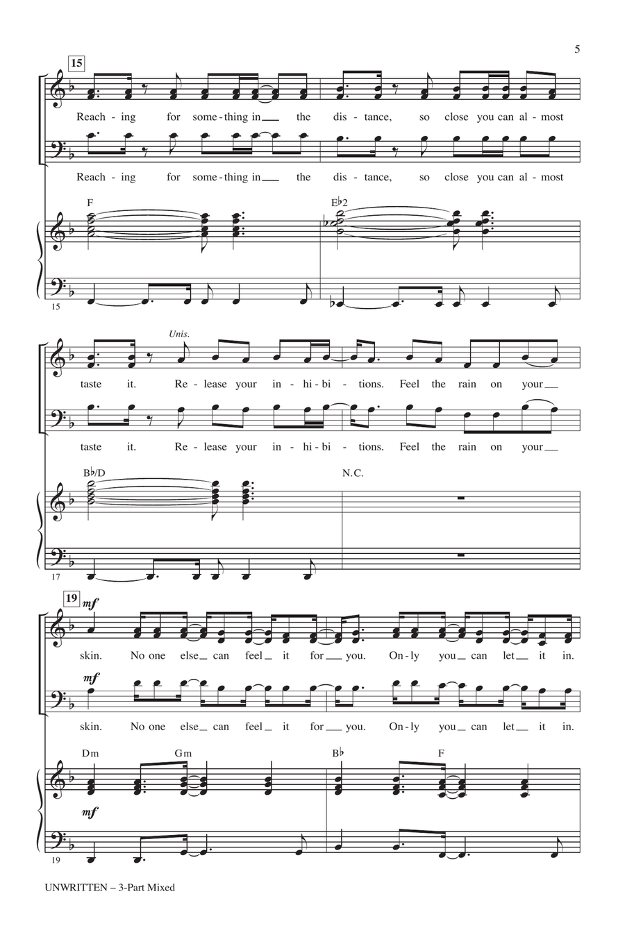 Unwritten (arr. Roger Emerson) 3-Part scores gallery preview page 3