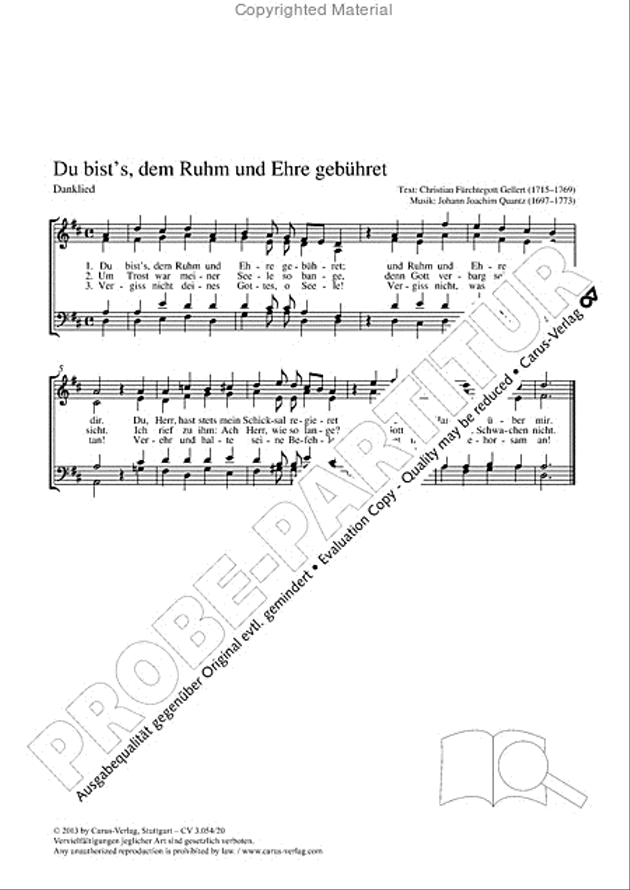 Du bist's, dem Ruhm und Ehre gebuhret 4-Part scores gallery preview page 2