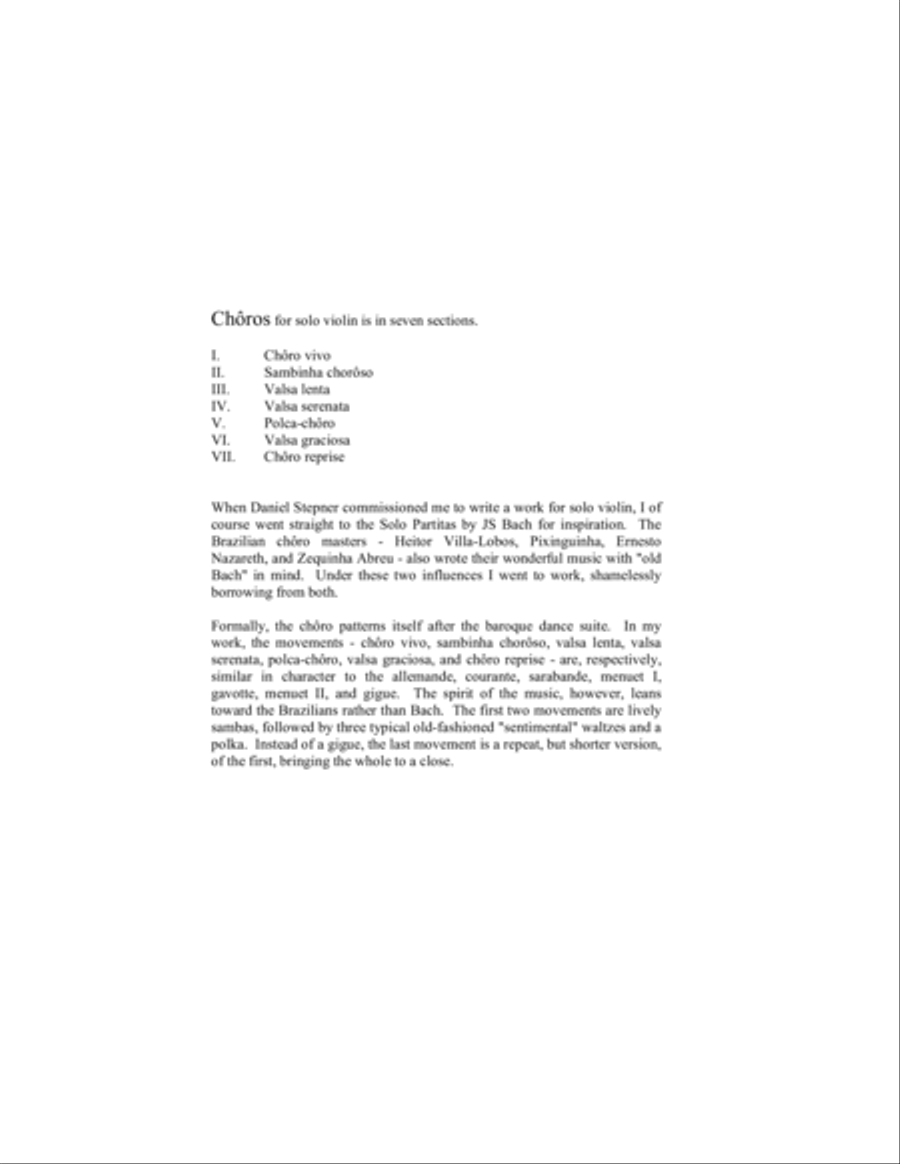 Chôros, opus 61 (1994-95) for solo violin Violin Solo scores gallery preview page 2