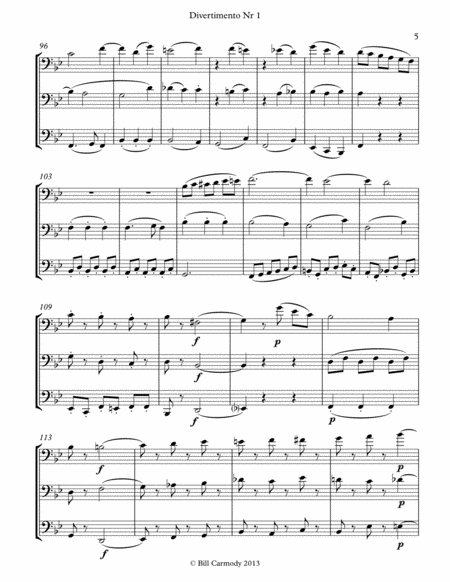 Mozart Divertimento Nr 1 K. 439a [1-5] Bass Clef trio (5 mvts)