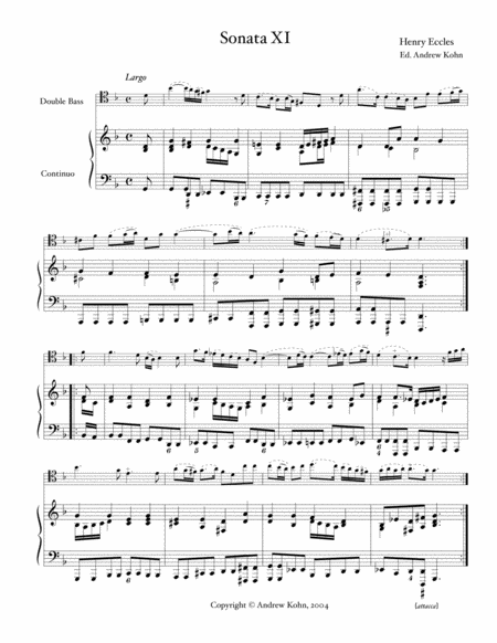 Eccles Sonata 11, double bass and piano