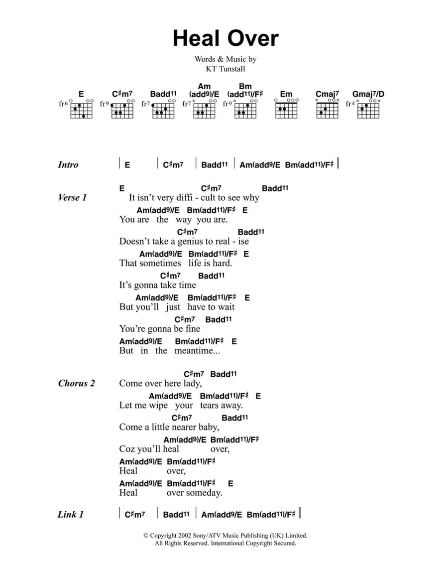 Heal Over Acoustic Guitar scores gallery preview page 1