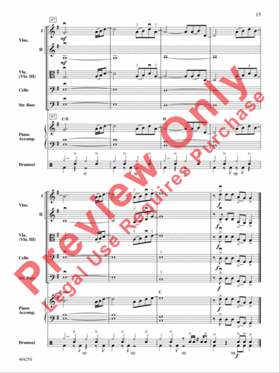 Teenage Dream / Super Bass Mash-Up String Orchestra scores gallery preview page 16