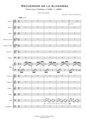 Recuerdos de la Alhambra - Orchestra version (Conductor score)